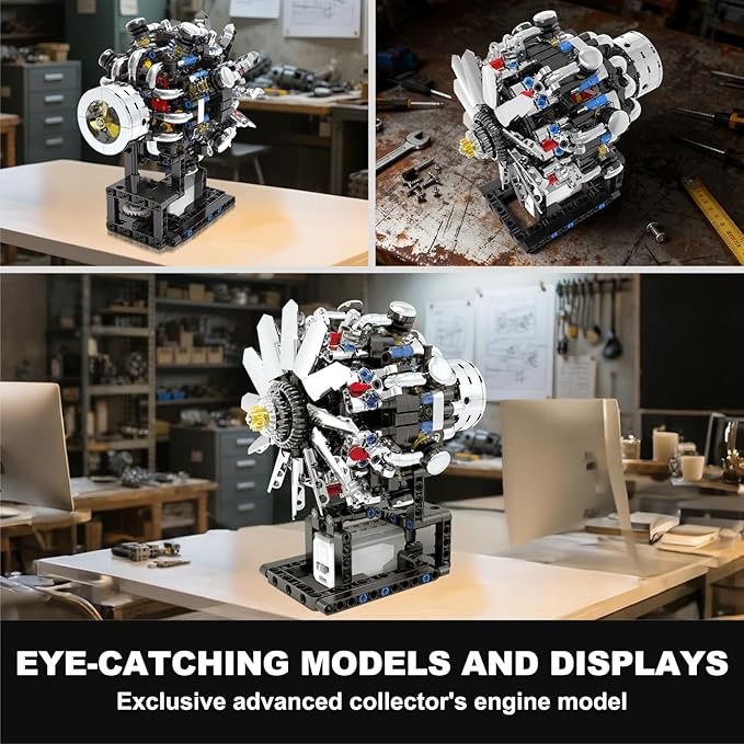 Turbojet Engine Building Set Aircraft Engine Model kit That Run Build Your Own Mini Aircraft Model Engine Kit with Motor STEM Mechanical Physical Science Educational Toys for Kids Adults (558 PCS)
