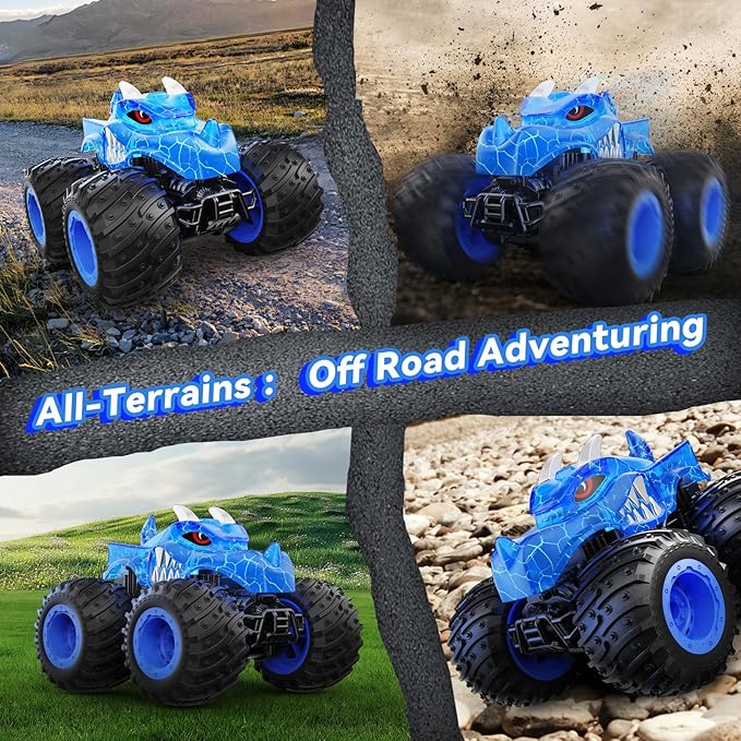 Remote Control Car 2.4GHz Monster Trucks Toys with Light Spray Birthday Gift for Kids 3 4 5 6 7 8 All Terrain RC Cars Toddler Toys for Boys Girls 3+ Year Old