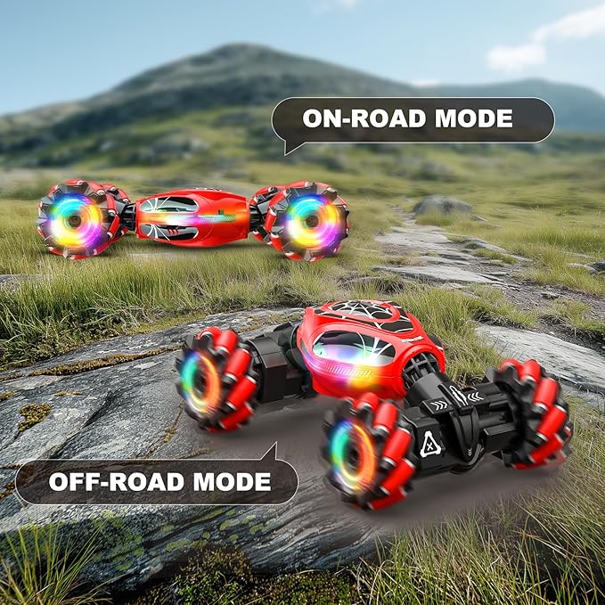 Gesture RC Car 1:18 4WD Transform Off-Road Stunt Car with Gesture &amp Remote Control 360° Flips Drift Vehicle with LED Lights Music All Terrain Toy Cars Gifts for Boys Girls Age 6-12
