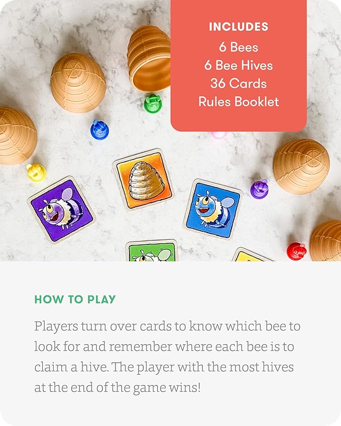 SimplyFun Bee Alert - A Matching Game for Kids That Tests Your Memory and Patience While Learning How to Take Turns - Educational Learning Game - 2 to 5 Players - for Kids Ages 5 &amp Up