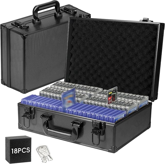 ANNLOV Toploader Storage Box for 3x4 35pt Rigid Cards Holds 600+ Toploaders Sports Card Storage Case Organizer Trading Card Storage Box with Lock
