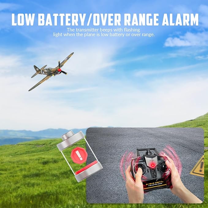 volantexrc RC Plane 4 Channel Remote Control Airplane Fighter P40 with Aileron 6-Axis Gyro Aerobatics for Adults