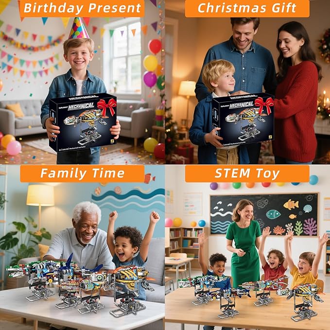 Mechanical Turtle Building Set with Lights Rotatable Link Components &amp Display Stand STEM Building Set for Boys and Girls 8-14 Home Office Decor for Adults Mechanical Enthusiasts（659PCS）