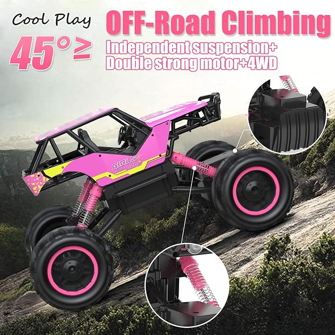 DOUBLE E 1:12 RC Monster Truck - 4WD Off-Road Remote Control Car with Dual Motors and Headlights