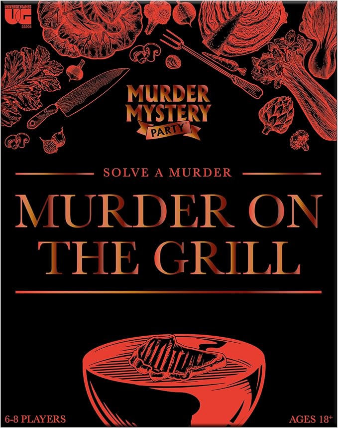 Murder Mystery Party Games - A Murder on the Grill Host Your Own Cookout Murder Mystery Dinner for 8 Adult Players Solve the Case with Crime Scene Clues 18 Years and Up