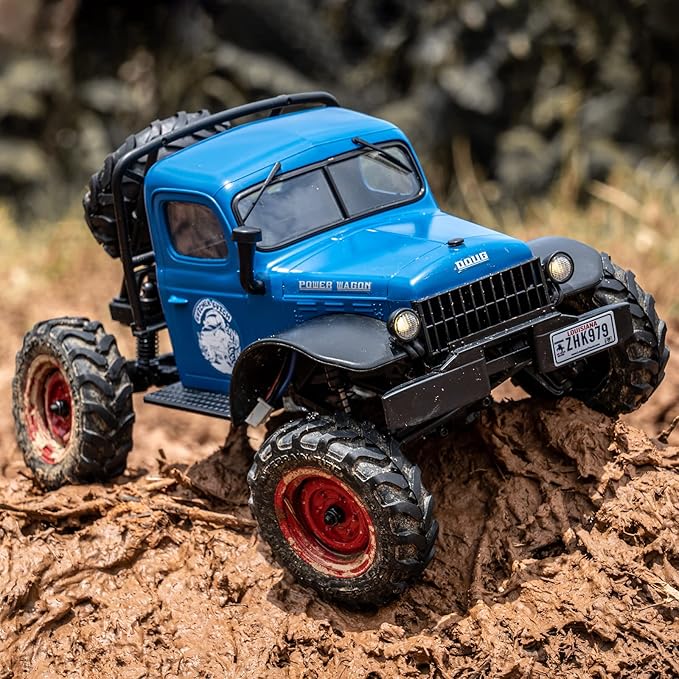BEEZRC FMS RC Crwaler 1/24 Scale FCX24 Power Wagon RTR 4WD 2.4GHz 3CH Offroad RC Car Model Vehicle Hobby Grade Remote Control Car(Blue)