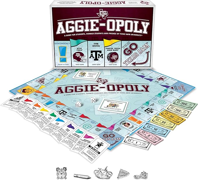 Late for The Sky: Aggie-Opoly - Texas A&ampM University Themed Family Board Game Opoly-Style Traditional Play Or 1 Hr Version Ages 8+ 2-5 Players
