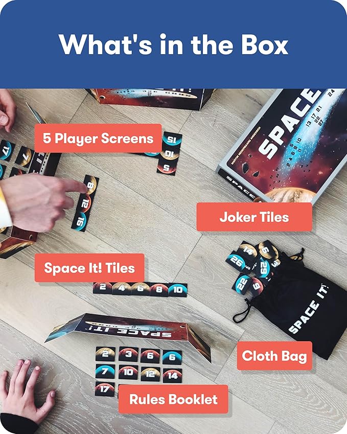SimplyFun Space It! - Educational Kids’ Game - Math Game for Kids Focused on Skip Sequencing - 2-5 Players Ages 8 &amp Up