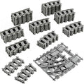 Classic City Train Tracks 54 Pieces Railroad Track with 32 Curved 20 Straight and 2 Switch Train Tracks Train Expansion Accessories Compatible with All Major Train Tracks