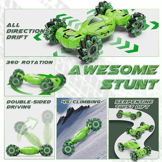 Gesture RC Car Hand Controlled RC Car Toys for Boys Girls 6-12 2.4GHz 360° Rotation 4WD Gesture Sensing RC Stunt Car with Light &amp Music Birthday Gifts for Kids