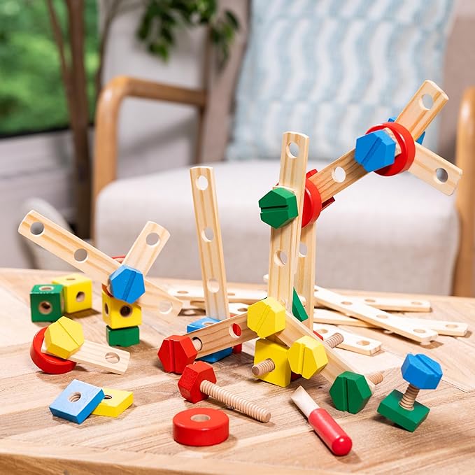 Melissa &amp Doug Wooden Construction Building Set in a Box (48 pcs)