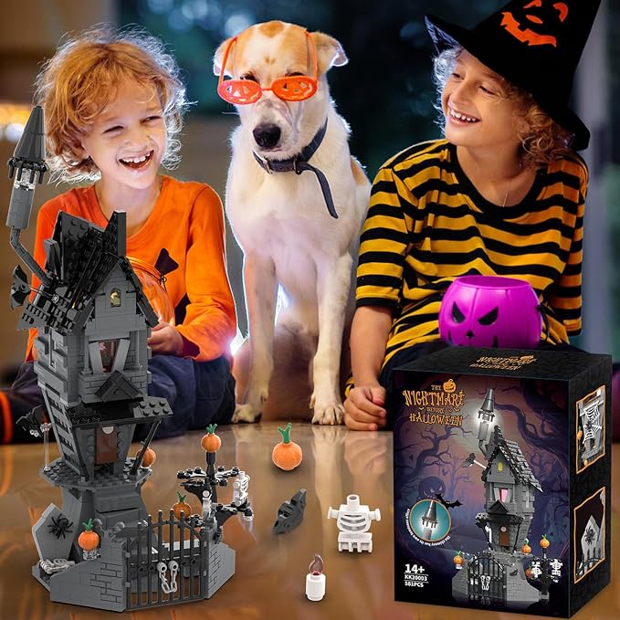 Haunted House Building Toys with Light Night Before Halloween Haunted Mansion Building Set for Movie Fans and Kids Compatible with Lego 581 PCS