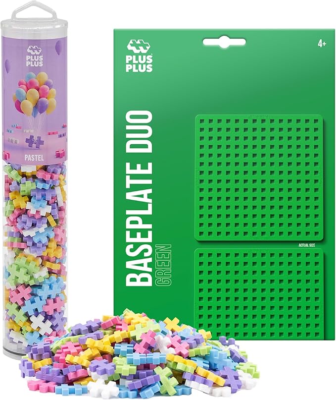 PLUS PLUS 240 Piece Interlocking Building Blocks for Kids Open Ended Connecting Toys STEM Bin Mini Manipulatives - Pastel Mix Play Tube &amp Baseplate