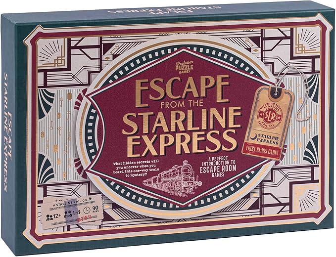 Professor Puzzle: Escape from The Starline Express: 2nd Edition - Escape Room Puzzle Board Game Train Theft Mystery Ages 12+ 2+ Players 90 Min