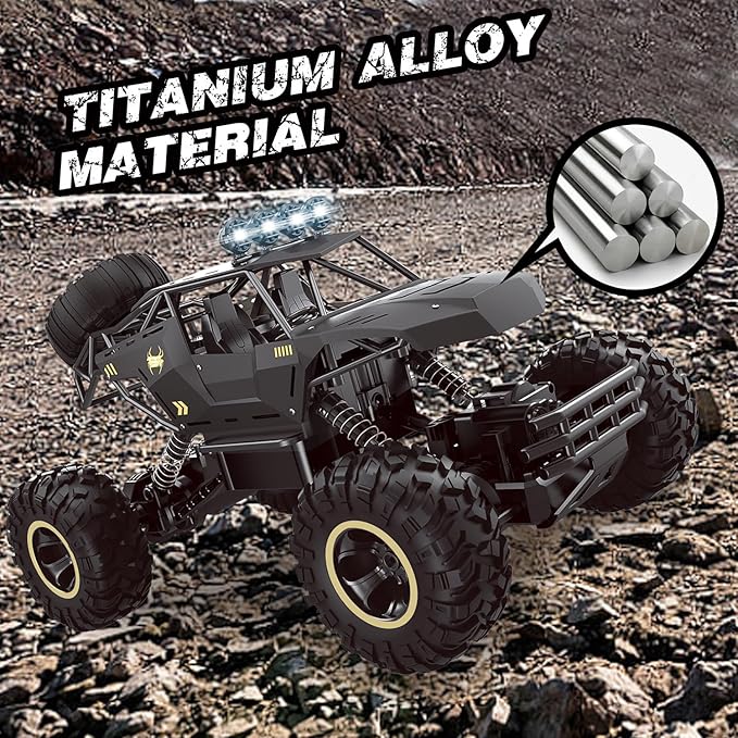 RC Cars Remote Control Car 1:12 Off Road Truck Metal Shell LED Headlights Offroad Monster RC Truck 4x4 All Terrain Hobby RC Cars Toys for Boys Kids Adults Gifts 8-12