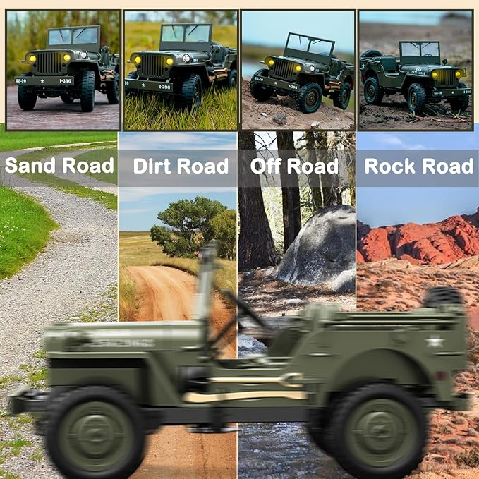 Skymaker 1/10 RC Crawler Willys Jeep Toy 2.4GHz 4x4 Off-Road Rock Crawler RTR with 2 Batteries All Terrain Remote Control Truck Vehicle for Kids &amp Adults