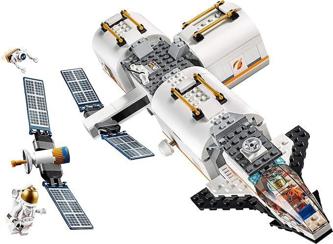 LEGO City Space Lunar Space Station 60227 Space Station Building Set with Toy Shuttle Detachable Satellite and Astronaut Minifigures Popular Space Gift (412 Pieces)