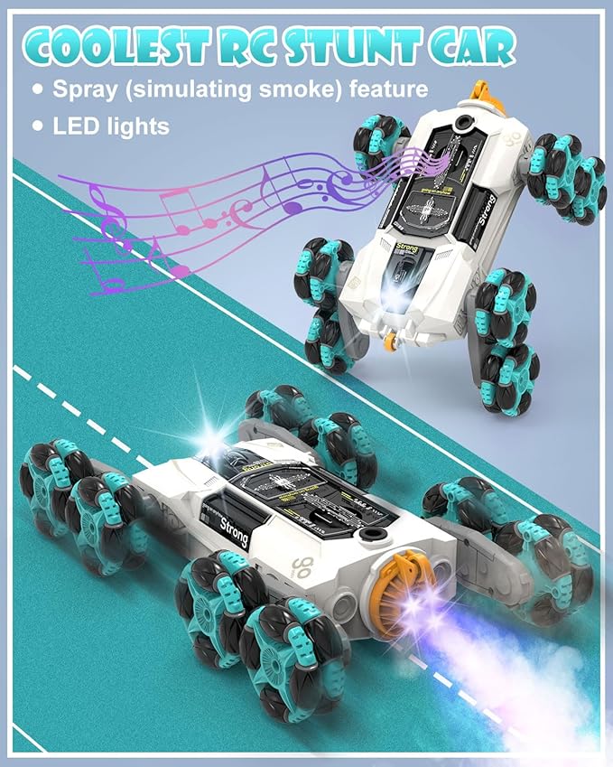 ATHLERIA Gesture Sensing Stunt Rc Cars 2.4Ghz 8Wd Rechargeable Racing Drift Double-Sided Car Hand Remote Control Crawler Toy for Boys 8 9 10 11 12 Year Old Christmas Birthday Party Present for Kids
