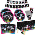 Music Party Supplies Disposable Paper Plates Napkins Cups Tablecloth and Banner for Girls Boys Music Party Birthday Decorations Serve 25.
