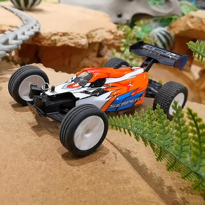Serpent 1:24 Mini RC Car RTR with Gyro 1/24 Scale 2.4GHz Off-Road RC Car All Terrain Off-Road Buggy High Performance RC with 1 Battery 1 USB Data Cable