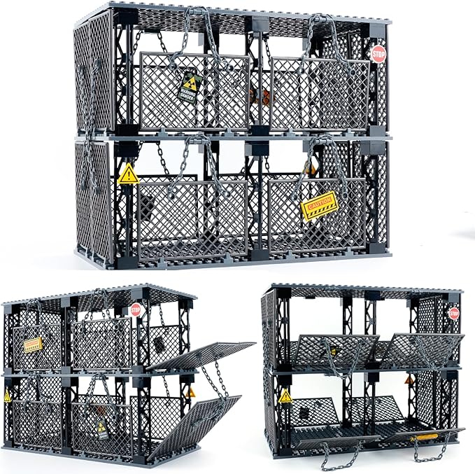 Military Base Cage Animals Accessories: Military Police Jail Chain Building Block SetsJurassic Dinosaur Cage Fence Rope Bricks Parts and Pieces Toys (1PCS)