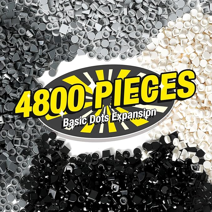 4800 Pieces Flat Parts and Pieces 4 Sizes Classic DIY Dots Expansion Set Building Bulk Studs Accessory for Smooth Surface - Compatible with All Major Brands 4 Colors