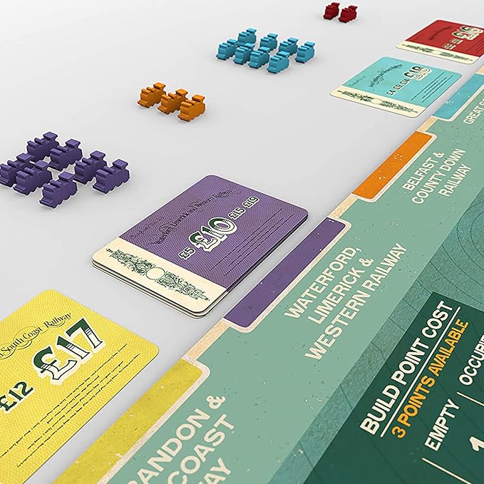 Capstone Games Irish Gauge Strategy Board Game for Ages 15+ | Economic Railroad Investment with Auction Bidding and Shareholding Route Expansion Euro Style Railway Network | 3-5 Players | 60 Min