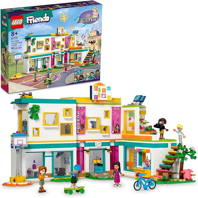 LEGO Friends Heartlake International School Playset Building Toy for Girls Boys with 5 2023 Character Mini-Dolls &amp Accessories Pretend Play School Classroom Building Kit Birthday Gift Idea 417