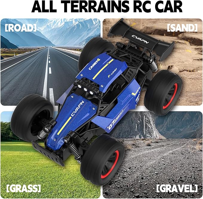 1/16 Scale Remote Control Monster Truck 20 + km/h Outdoor 2WD Off Road Hobby RC Truck With LED light &amp rechargeable battery All Terrain Fast RC Car Toy Ideal Gift for Kids Boys &amp Girls Age