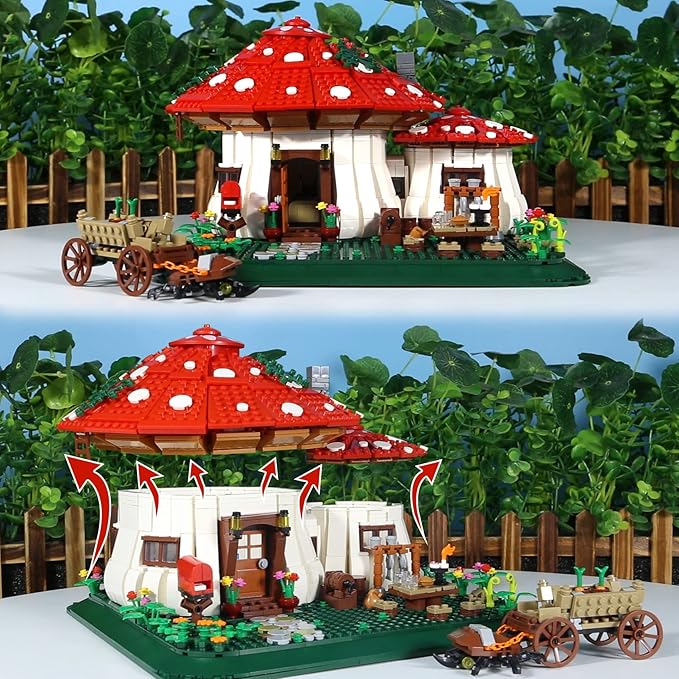 2233PCS Mushroom House Building BlocksCreative Ideals Treehouse Building Blocks Best Present for 6+ Boys Girls or Adults(Bigger Than the ImitationMore Exquisite Details)