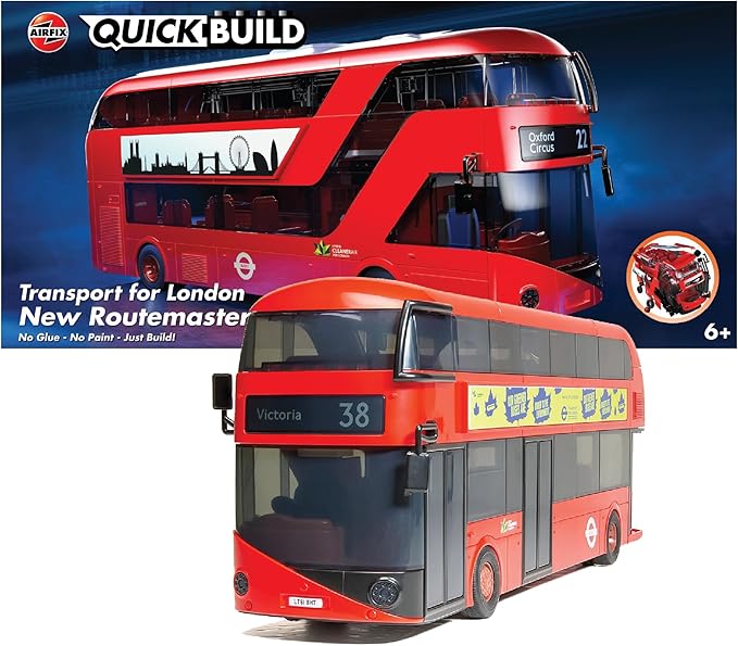 Airfix J6050 Quickbuild Plastic Model Bus Kits - Transport for London New Routemaster - Easy Assembly Snap Together Model Kit Classic Bus for Adults &amp Kids to Build Model Bus Building Toys Set