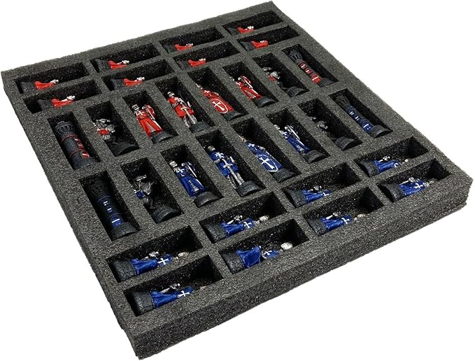 Medieval Times Crusades RED &amp Blue Maltese Knight Set of Chess Men Pieces Hand Painted - NO Board