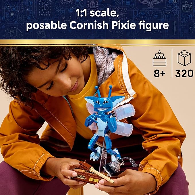 LEGO Harry Potter Cornish Pixie Building Toy for Girls &amp Boys - Book Shelf or Bedroom Decor for Fans - DIY Room Decoration for Kids Ages 8+ - Gift Idea for Birthdays - 76461