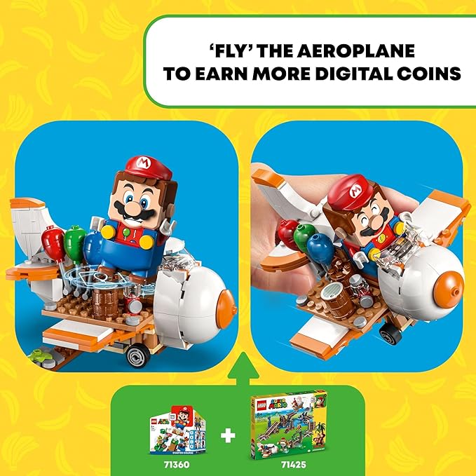 LEGO Super Mario Diddy Kong's Mine Cart Ride Expansion Set 71425 Collectible Building Toy with Brick Built Funky Kong Figure Super Mario Gift Set for Kids Ages 8-10 to Combine with a Starter Course