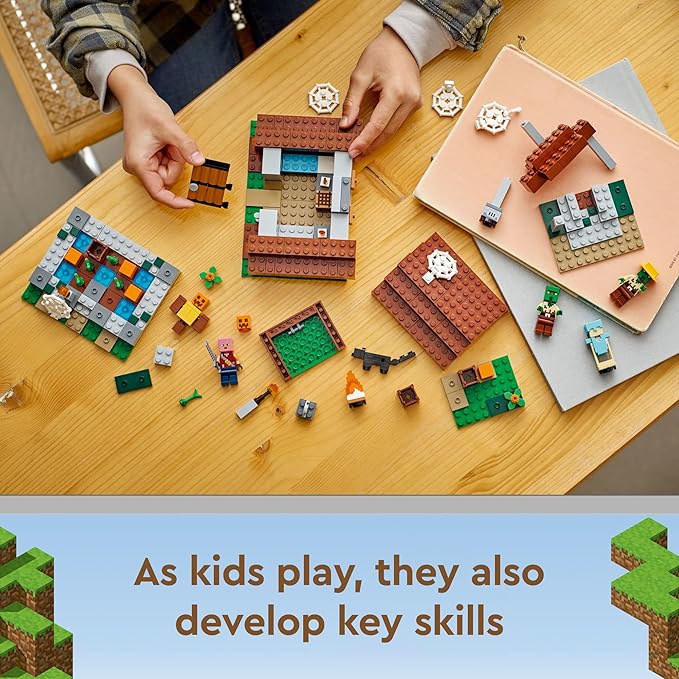 LEGO Minecraft The Abandoned Village Building Kit 21190 Minecraft Zombie Toy Set Gift Idea for Kids Girls Boys Age 8+ Featuring Game Figures Including Zombies and Zombie Hunters with Accessories