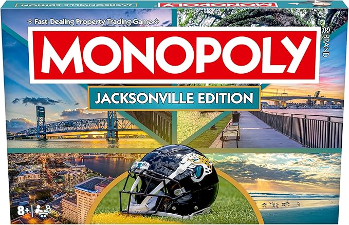 Monopoly Board Game – Jacksonville FL Edition: 2-6 Players Family Board Games for Kids and Adults Board Games for Kids 8 and Up Ideal for Game Night