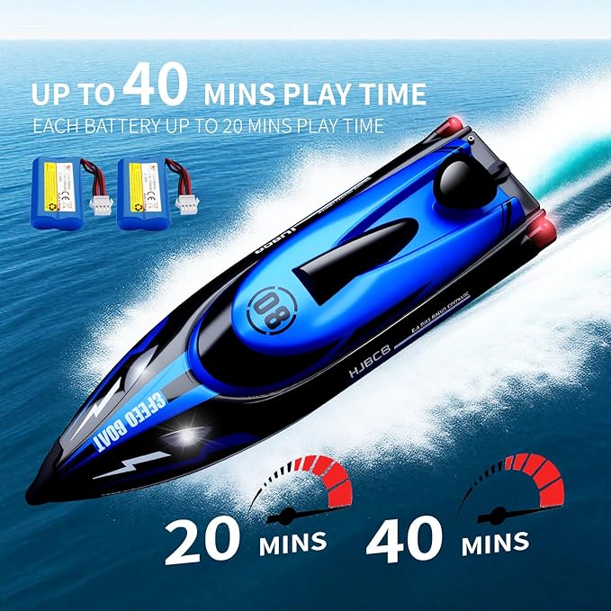 14 inch Big RC Boat Remote Control Boat for Kids and Adults 25 KPH Fast RC Speed Boat with Two 1100mAh Batteries Waterproof Toy Boats for Lakes Pools &amp River