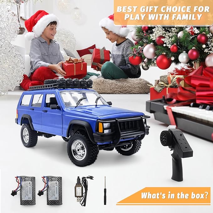 Fistone 1:12 Scale Remote Control Car RC Rock Crawler 2.4Ghz 4WD Off-Road Remote Control Truck with LED Light All Terrains Climbing Vehicle Waterproof Outdoor RC Car Kids Age 8-12 Adults Gifts