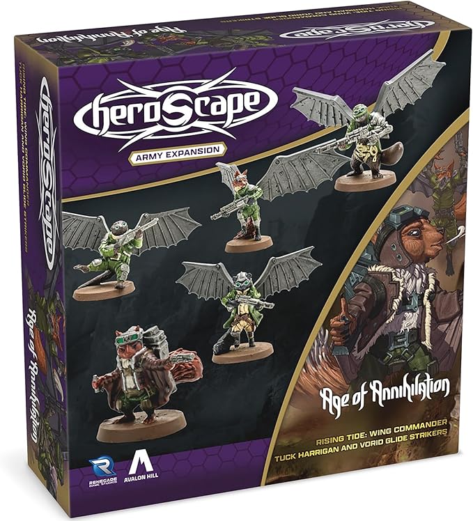 Renegade Game Studios Heroscape Age of Annihilation: Wing Commander Tuck Harrigan &amp Vorid Glidestrikers Army Expansion Board Game Miniatures