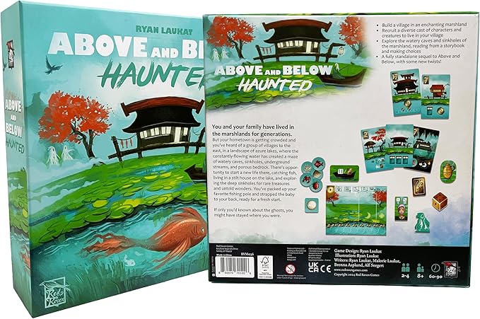Above and Below: Haunted Board Game | Spooky Story Adventure | Red Raven Games | Light Strategy Village Building | 2–4 Players | Ages 8+ | Cards Dice &amp Ghostly Encounters