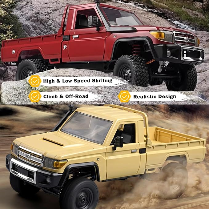 MN82 RC Rock Crawler 1/12 MNRC RC Crawler 4x4 Toyota LC79 Off Road RC Pickup Truck 4WD 2.4GHz RC Climing Car RTF with LED Lights for Adults
