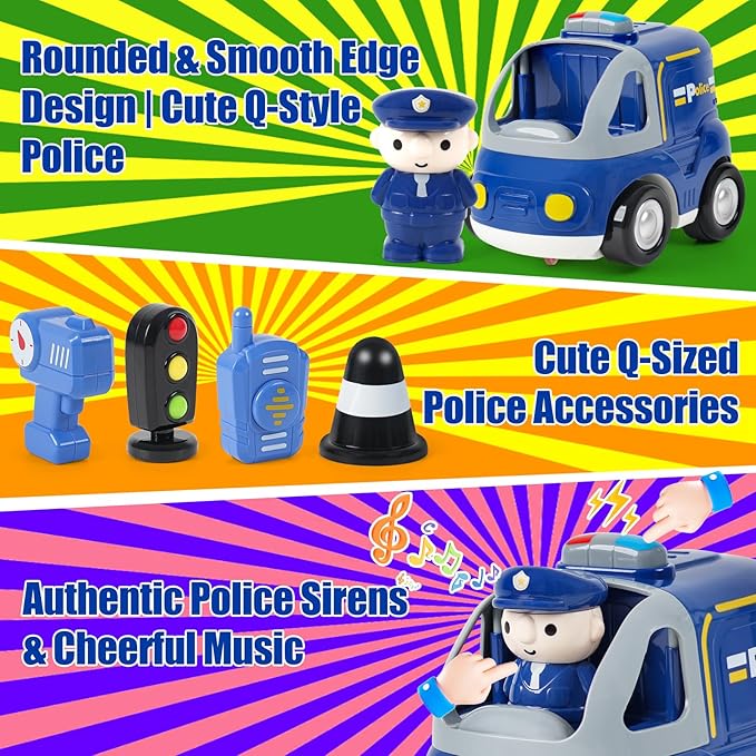 Remote Control Car for Toddlers - Birthday Gifts for Boys and Kids Ages 18+ Months 2 3 4 5 Years 2.4GHz RC Interactive Cartoon Police Car with Lights Sounds &amp Music