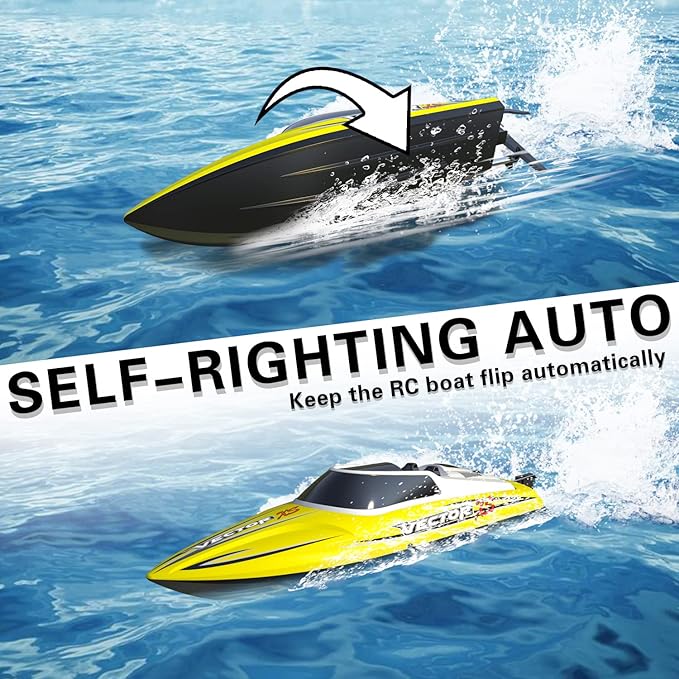 VOLANTEXRC RC Boat 20MPH Fast RC Boats for Adults 2.4Ghz Remote Control Boat for Pools and Lake with 2 Rechargeable Batteries Toys Gifts (Yellow)