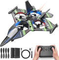 BEZGAR RC Plane | 2.4GHZ Remote Control Airplane RC Helicopter 360° Flip Fighter Jet Toy Toys for ages 8-13 with Colorful LED Navigation Lights Green