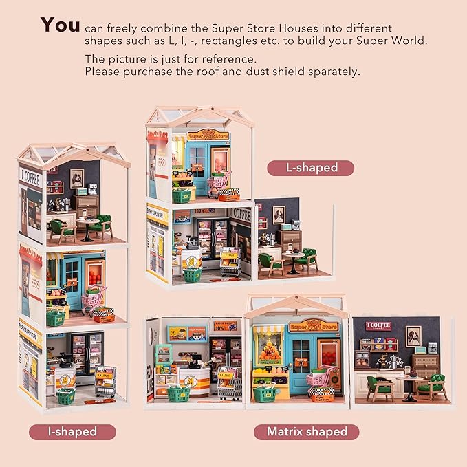 Rolife LED Building Blocks for Adults1:24 Toy Building SetsModel Building KitsDIY Miniature Dollhouse Kits for AdultsHobbies for Women Men (1.Golden Wheat Bakery)