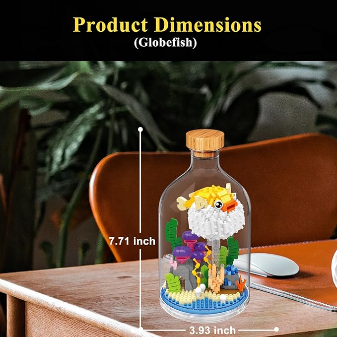 Creative Pufferfish Toy Building SetAdult Mini Animal Friend SetParty Favors Gift for FriendsAnimal Lover Office Home Decor Fishes Building BlockNew Year Easter Birthday Gift for Family