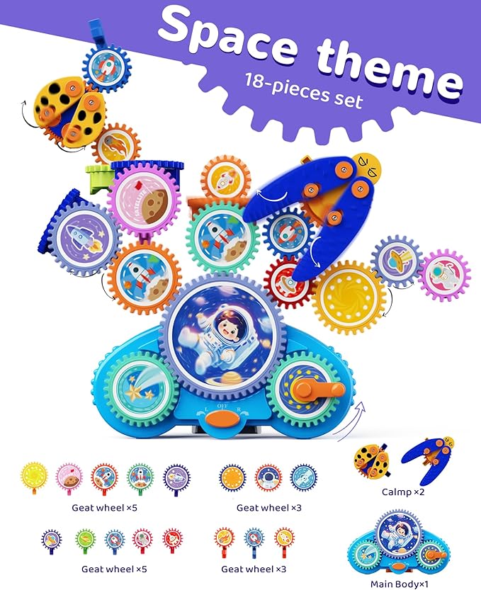 KOKODI Gear Building Toys for Kids Electric &amp Manual Construction Set for Kids Engineering Learning Kit for Ages 3-8 Years Old Birthday Gifts &amp Preschool Educational Toys for Boys Girls