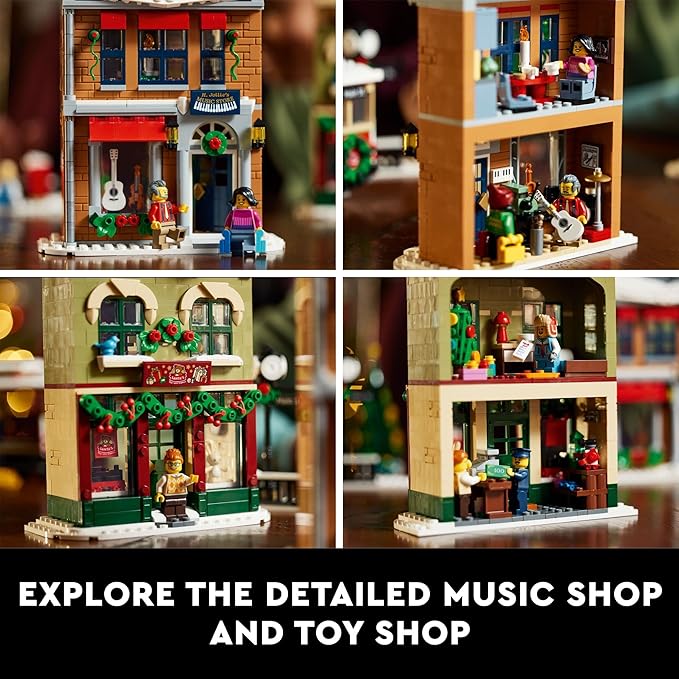 LEGO Holiday Main Street Building Set 10308 for Adults and Family Christmas Village Building Kit Holiday Display Set with Shops Streetcar and 6 Minifigures Christmas Decoration to Build Together