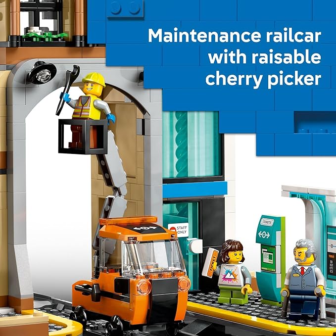 LEGO City Central Train Station Building Toy - Multi-Level Pretend Play Set for Boys &amp Girls Ages 7+ - Building Blocks for Kids - Gift Idea for Birthdays - 60469