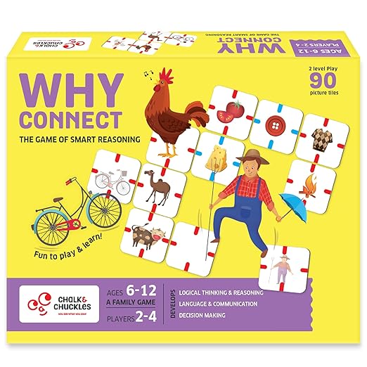 Chalk and Chuckles Why Connect- Logic &amp Language Game for Kids 6+ Families &amp Therapists | Critical Thinking Picture Association Speech Therapy &amp Conversation Game | Gift for Boys &amp